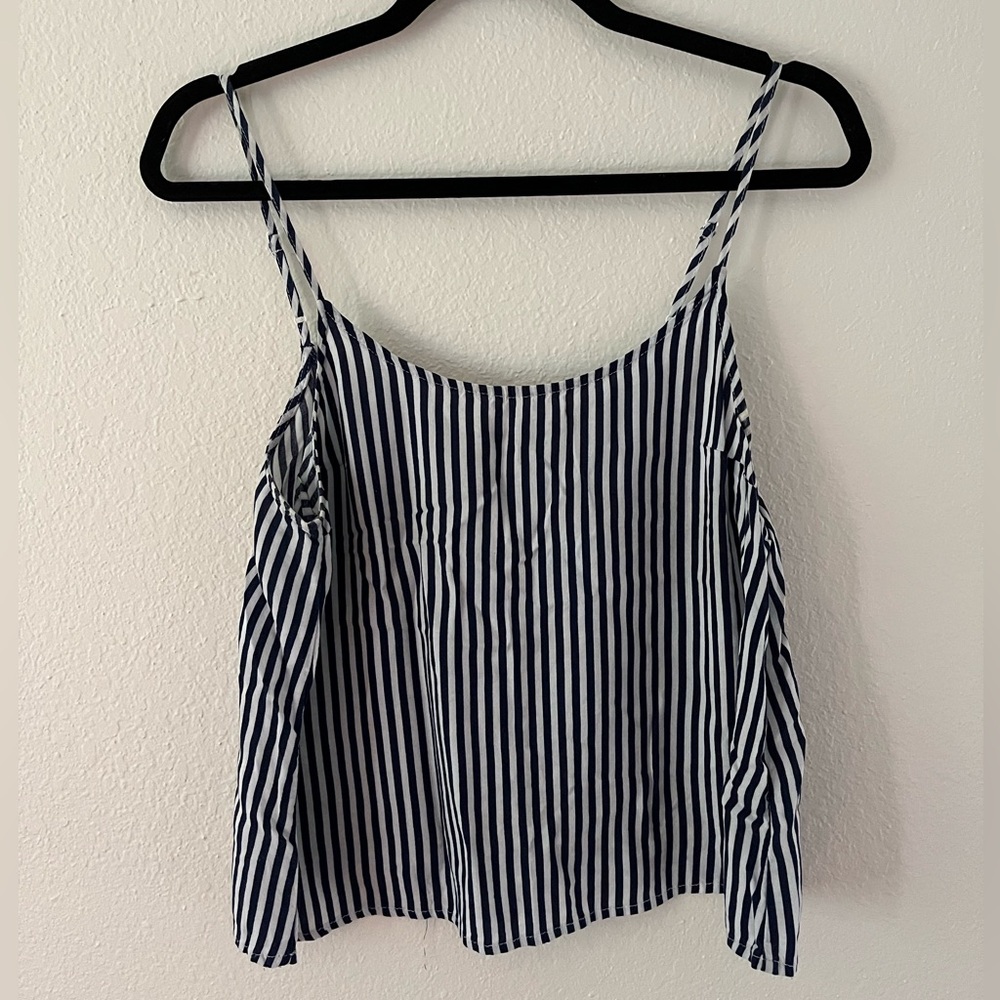 Divided Navy and White Striped Camisole